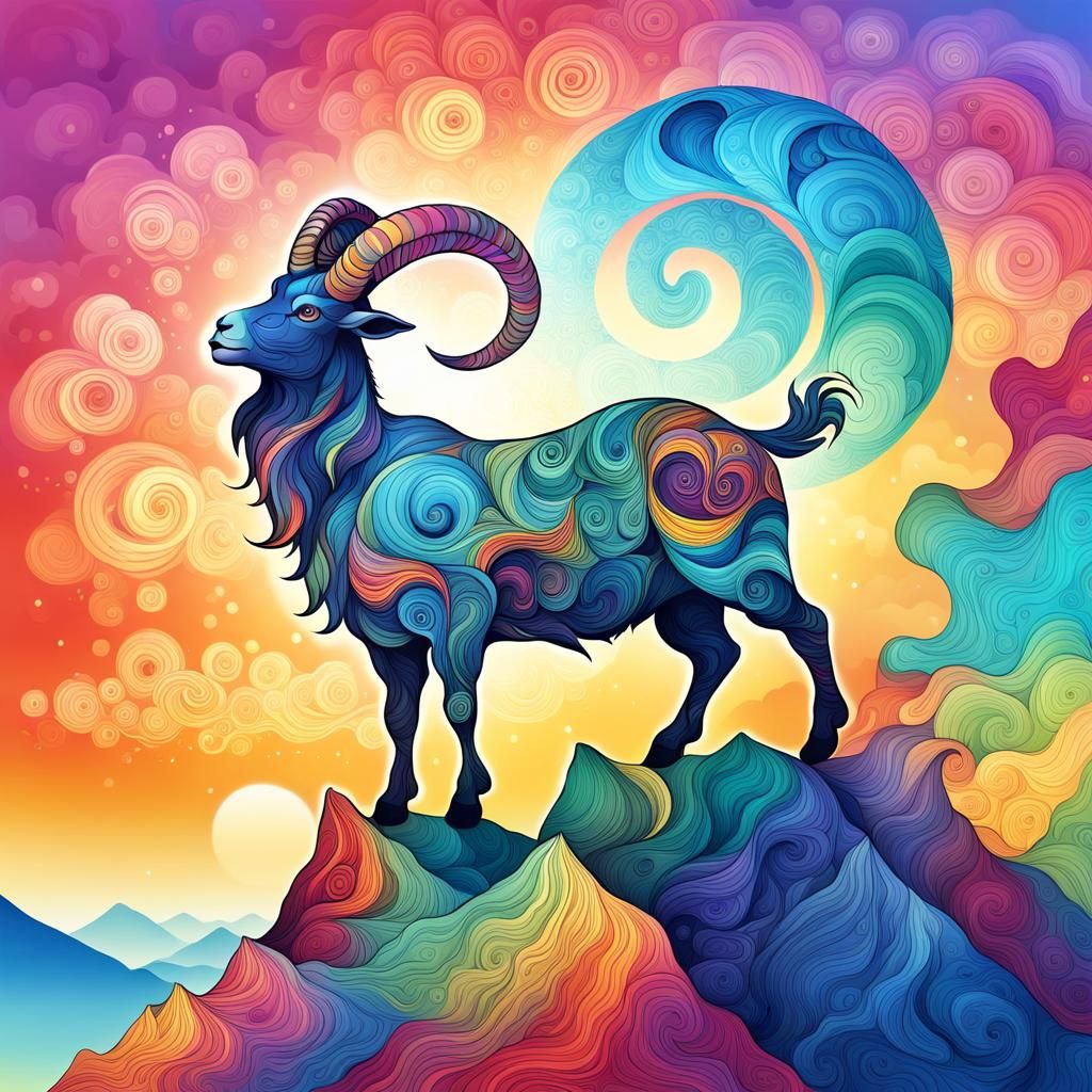 Capricorn Zodiac Sign: Goat Climbs Mountain