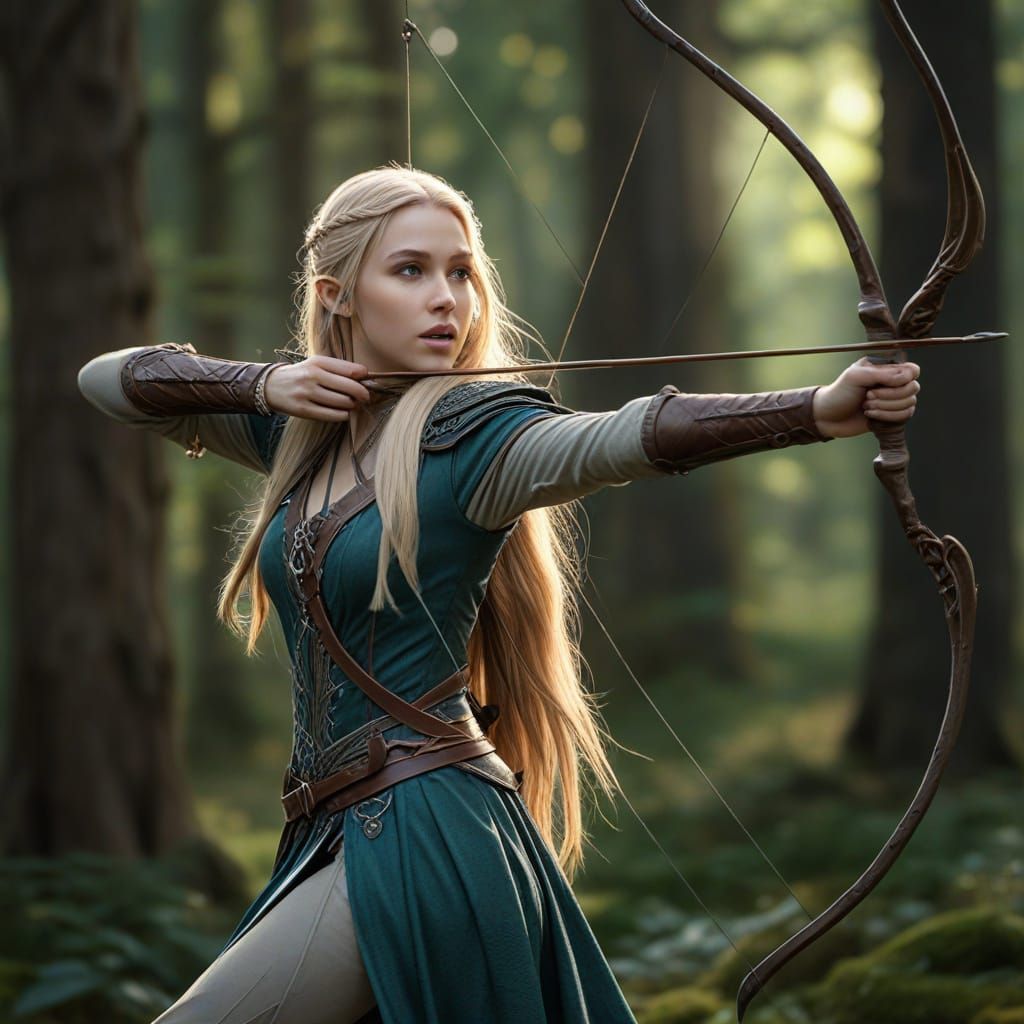 Ethereal Elven Huntress Leaps into Action