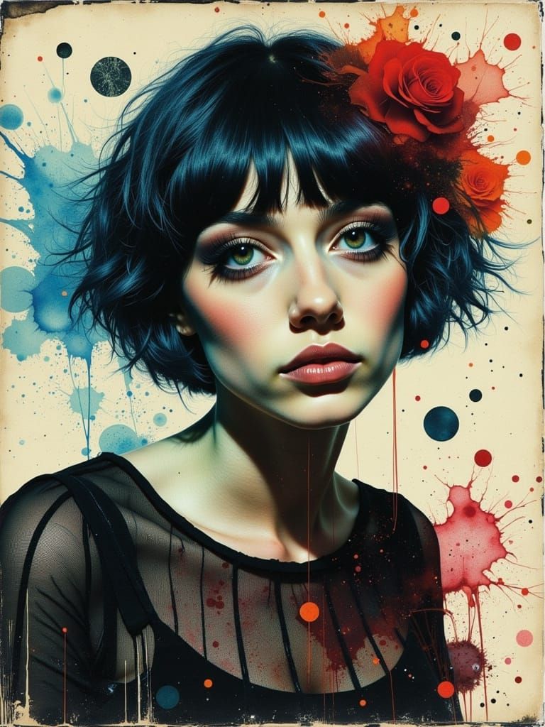 Ethereal Gothic Woman in Dreamcore Watercolor Style