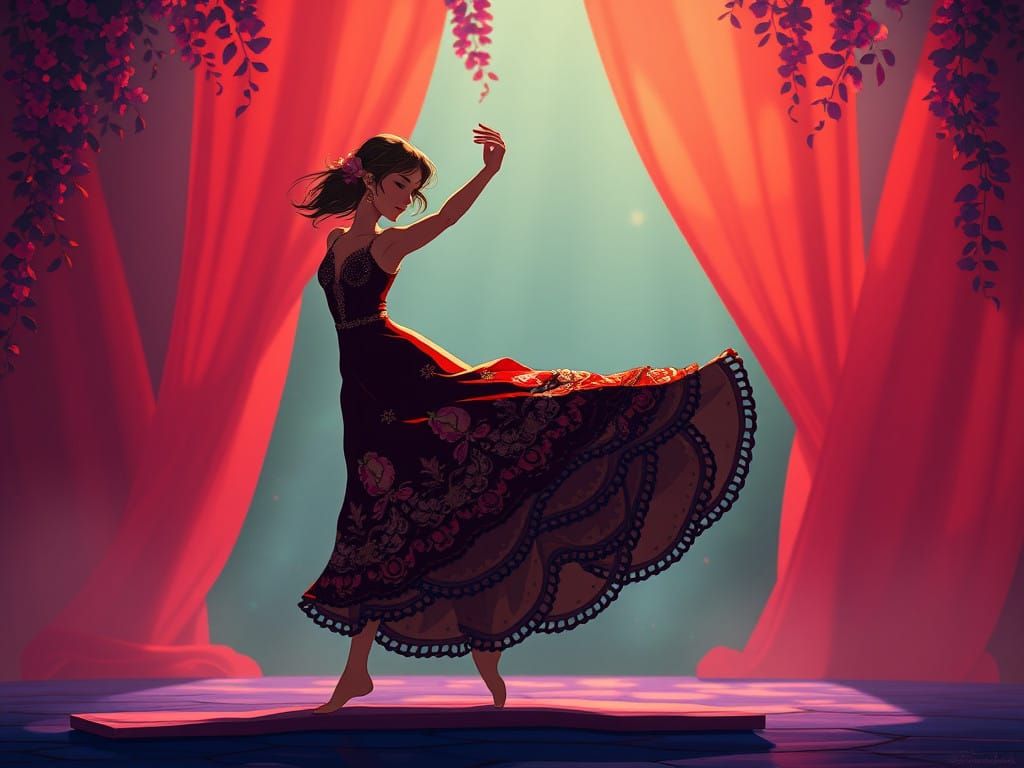 Sultry Flamenco Dancer in Exquisite Anime Style