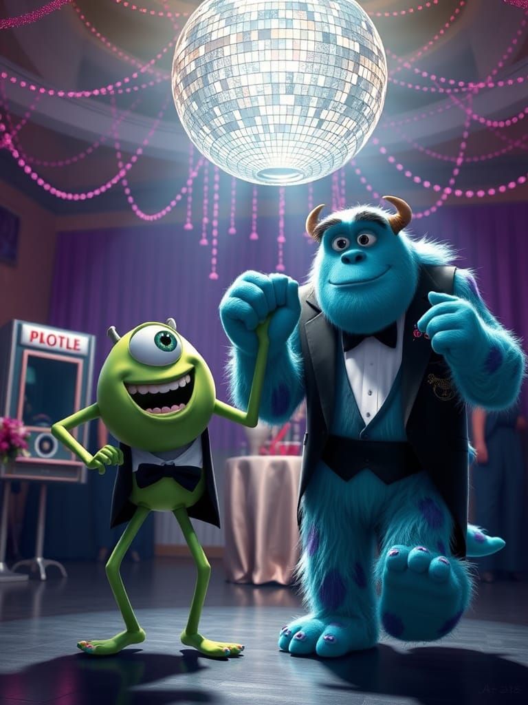 Mike and Sulley Dancing at Monsters University Prom