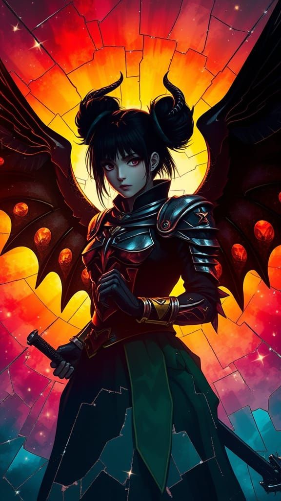 Gloomy Space Demon Hunter in Shattered Mosaic Backdrop