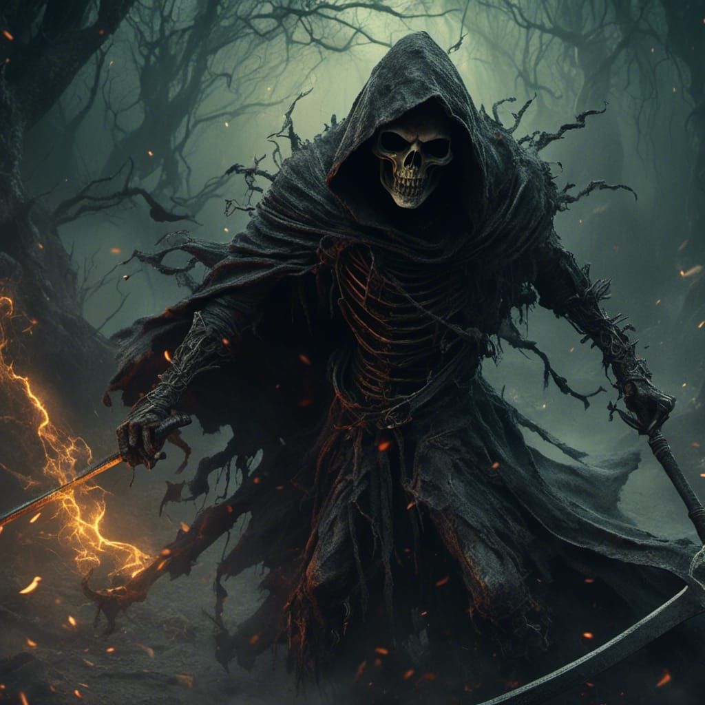 Grim Reaper Leaps from Death Tarot Card