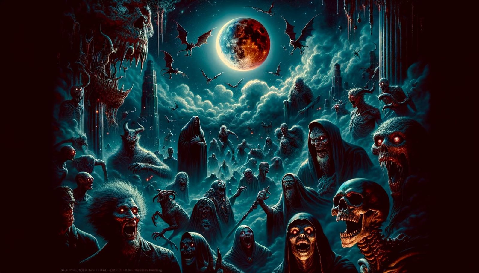 Dark, Chilling Scene Under a Blood Moon