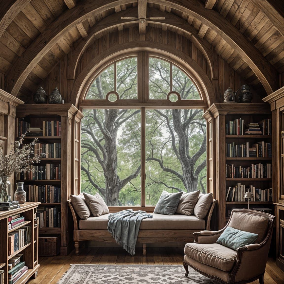 Enchanted Reading Nook in Ancient Oak Tree