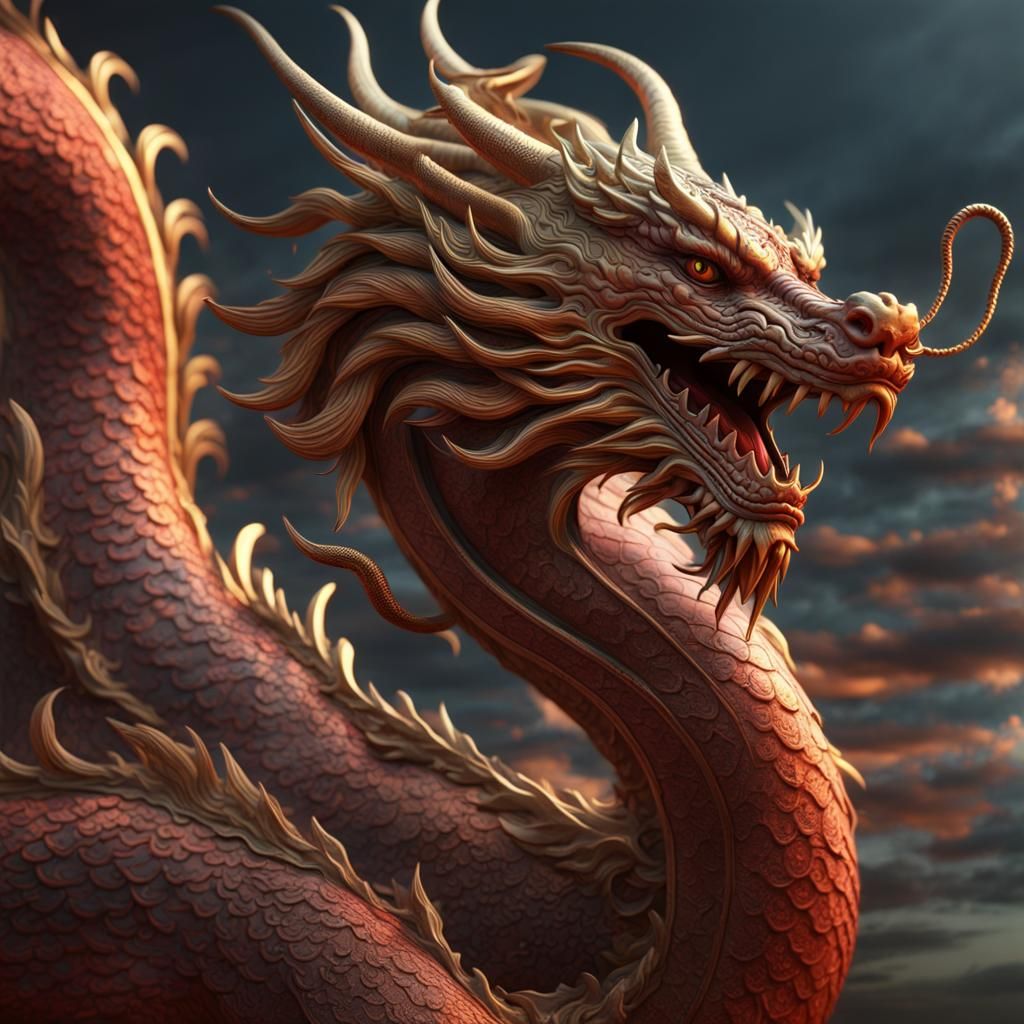 Detailed Chinese Dragon in Fantasy Concept Art