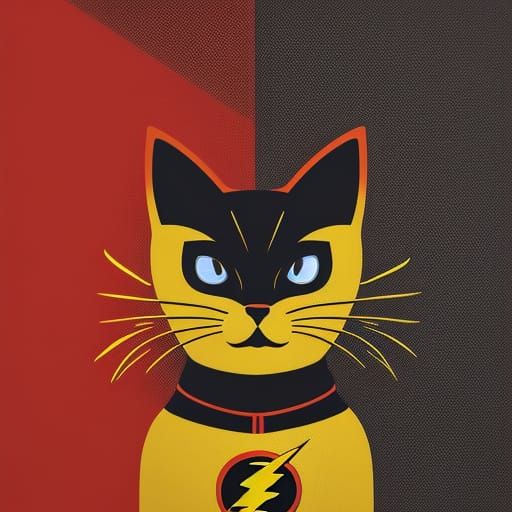 The Flash Cat: Pop Art Screen Print