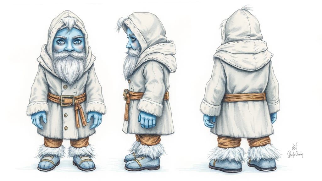 Winter Hobbit Portrait in Colorful Colored Pencil Style