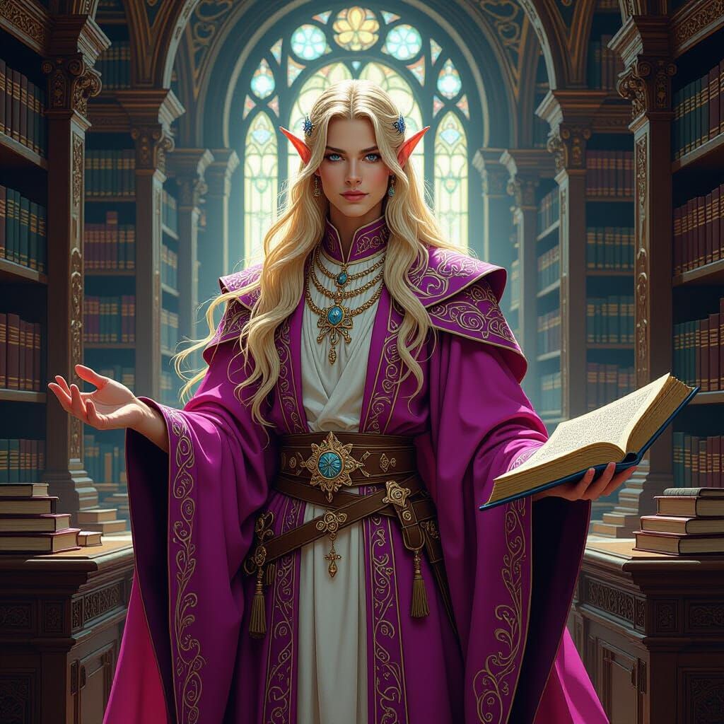 High Elf Wizard in Art Nouveau Style