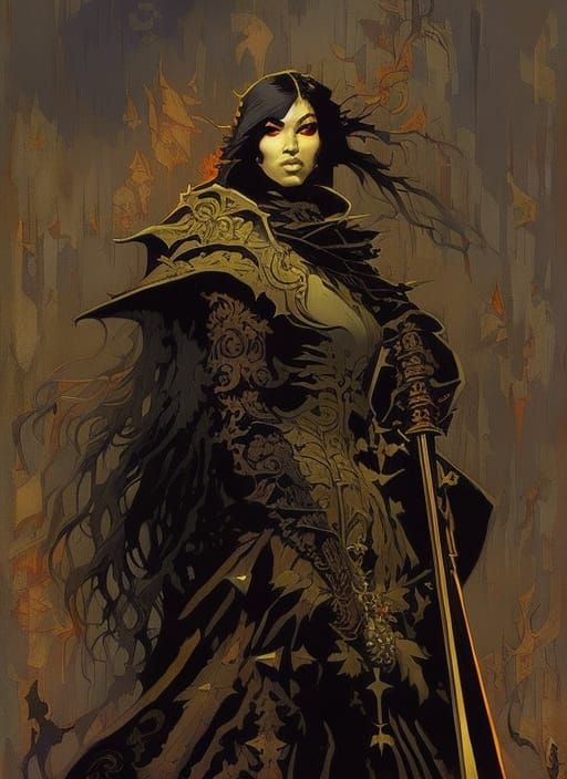 Sinister Knight of Love Gouache Painting