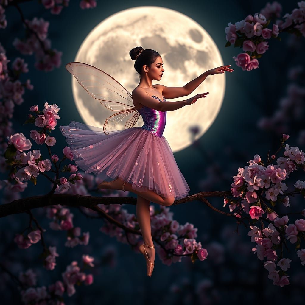 Fairy Ballerina Dancing Under the Moon