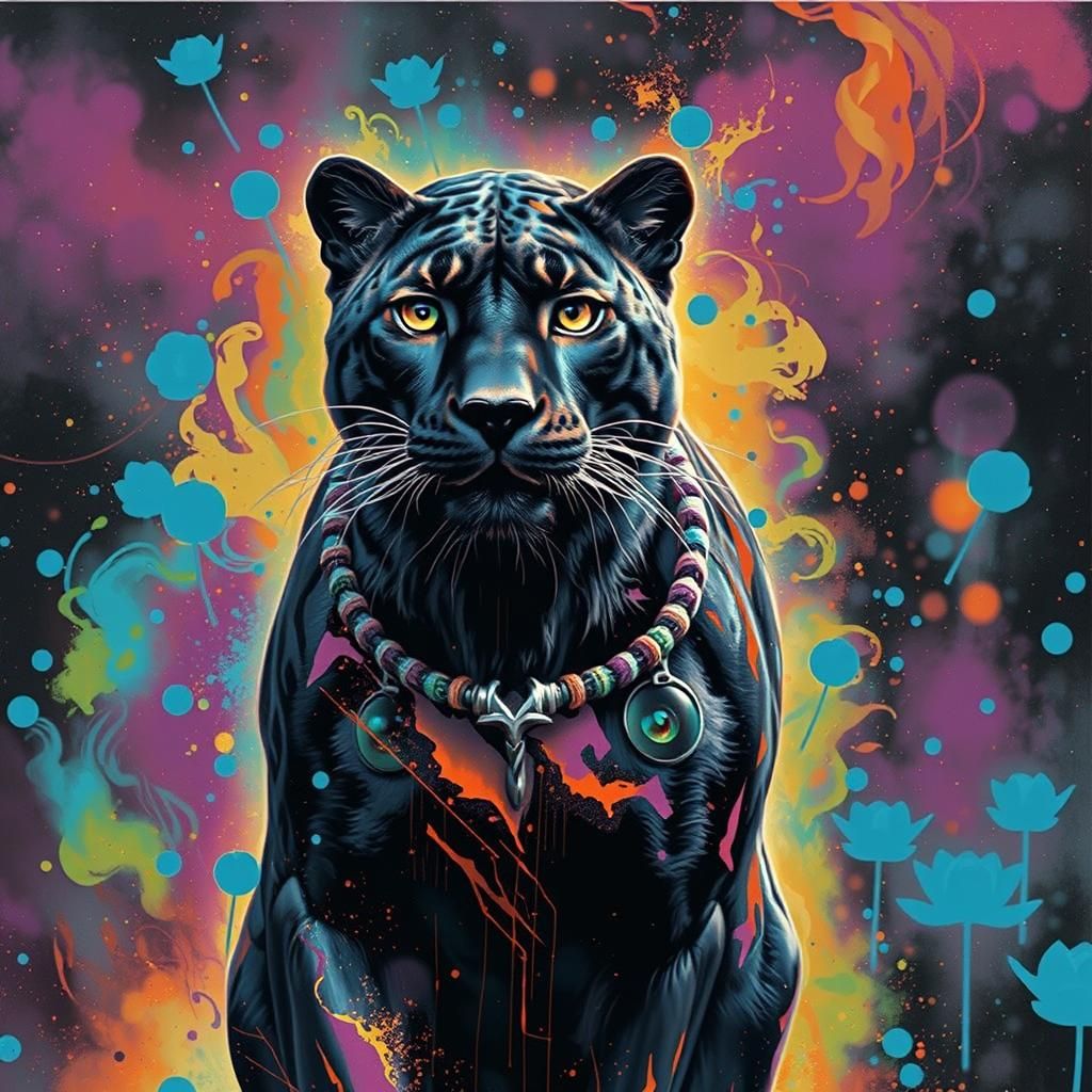 Mystical Black Panther in Ethereal Deva Realm
