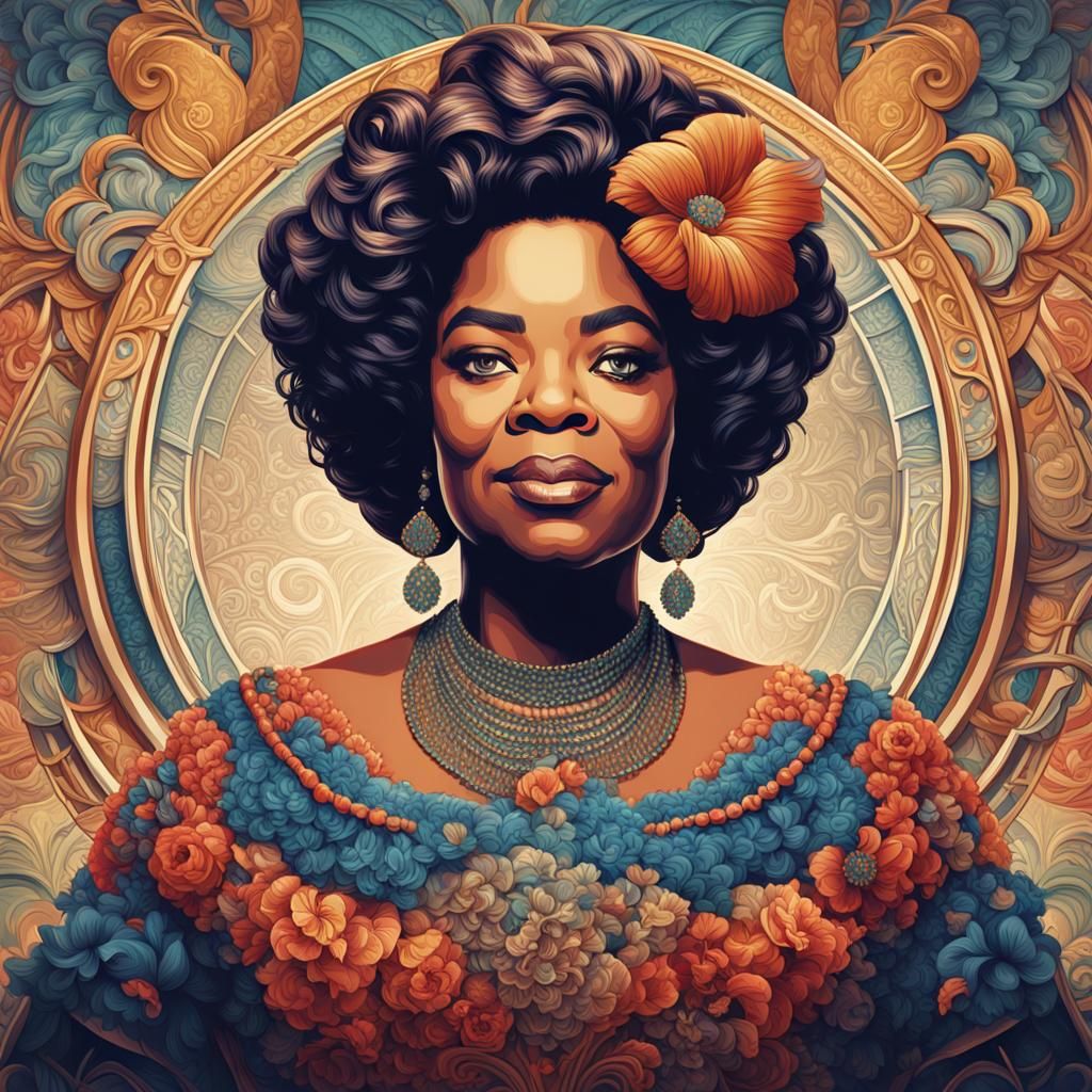 Oprah Winfrey Retro Art Nouveau Portrait