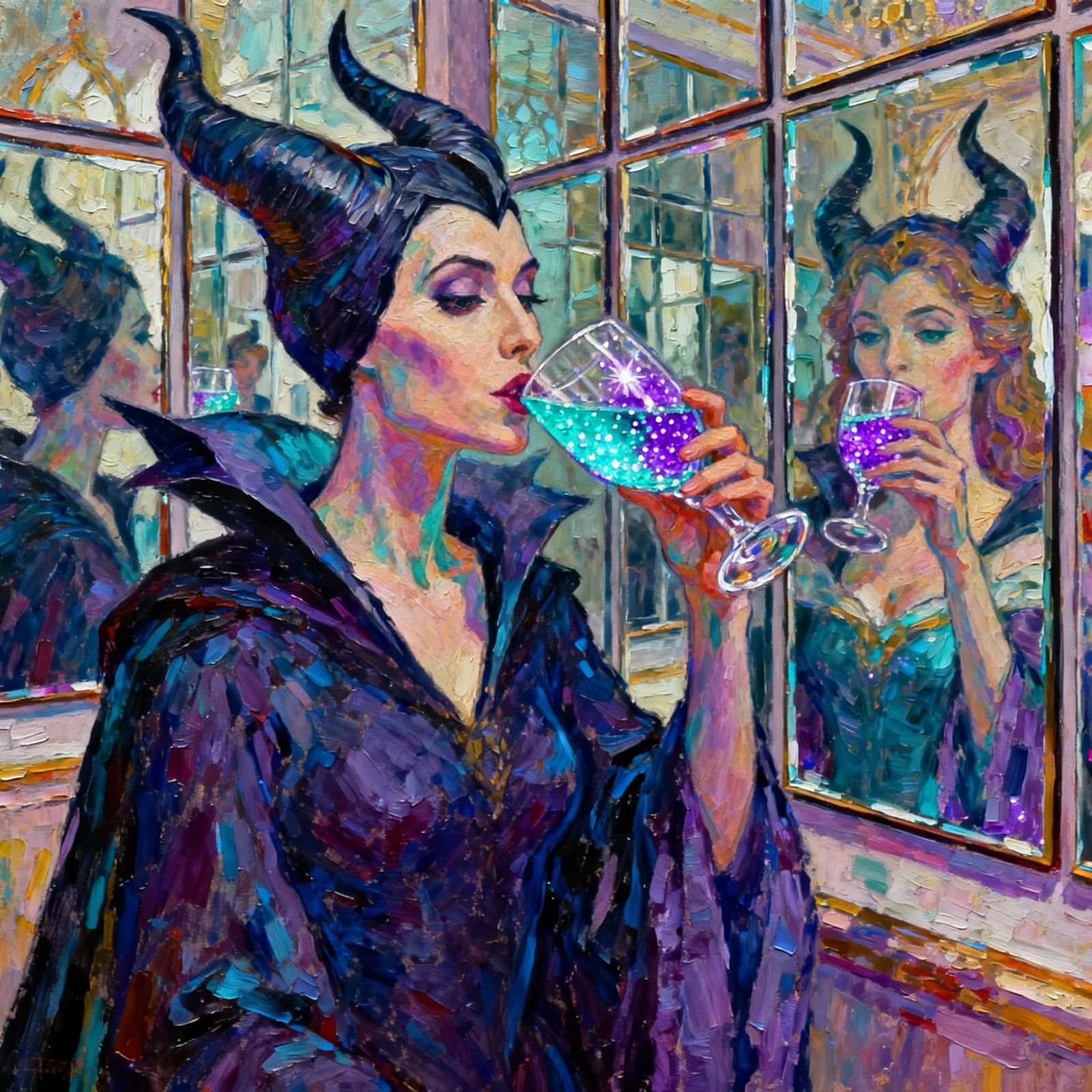 Maleficent Drinks Youth Potion, Sees Princess Reflection