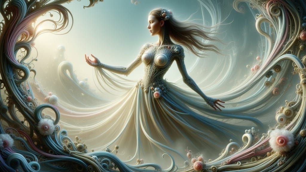 Dreamlike Woman in Surrealist Oil Painting Style