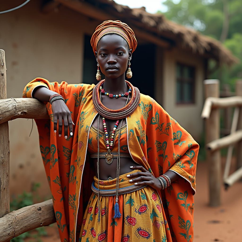 Ornate Kikuyu Clothing Displayed in Lush Landscape