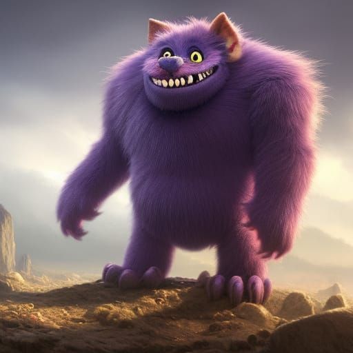 Furry Violet Monster in Dark Fantasy Style