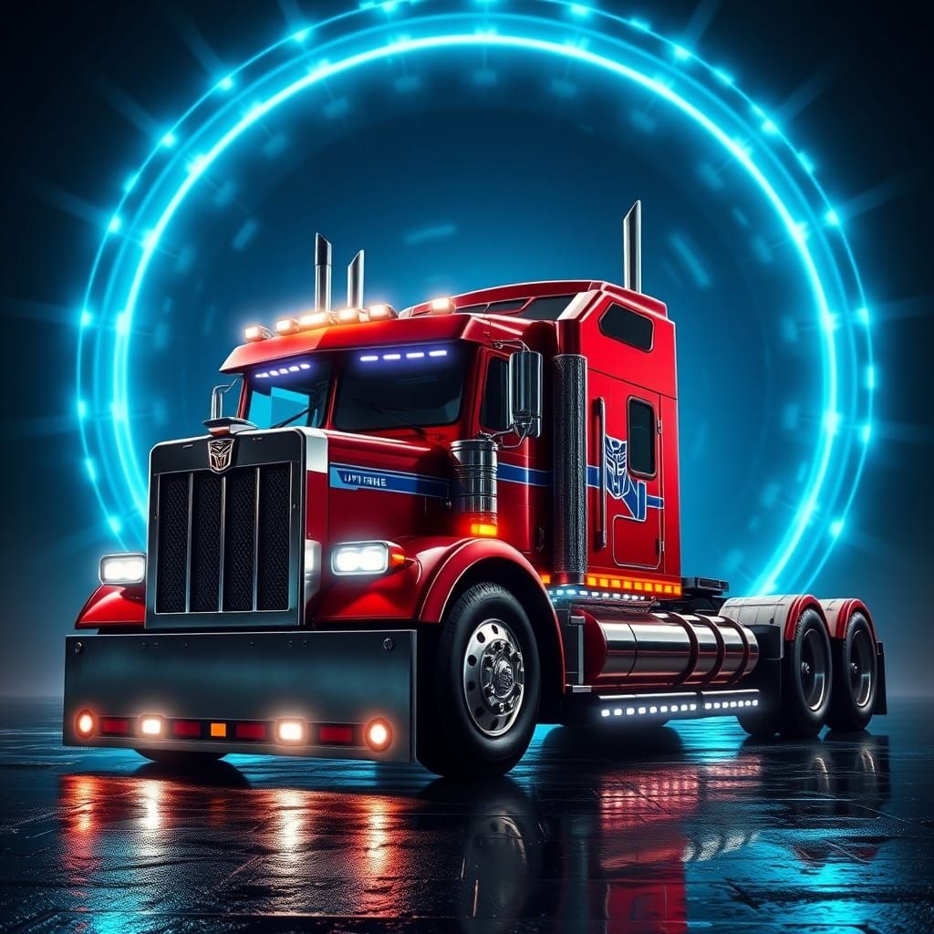 Optimus Prime Semi-Truck Mode, Magic Portal Background