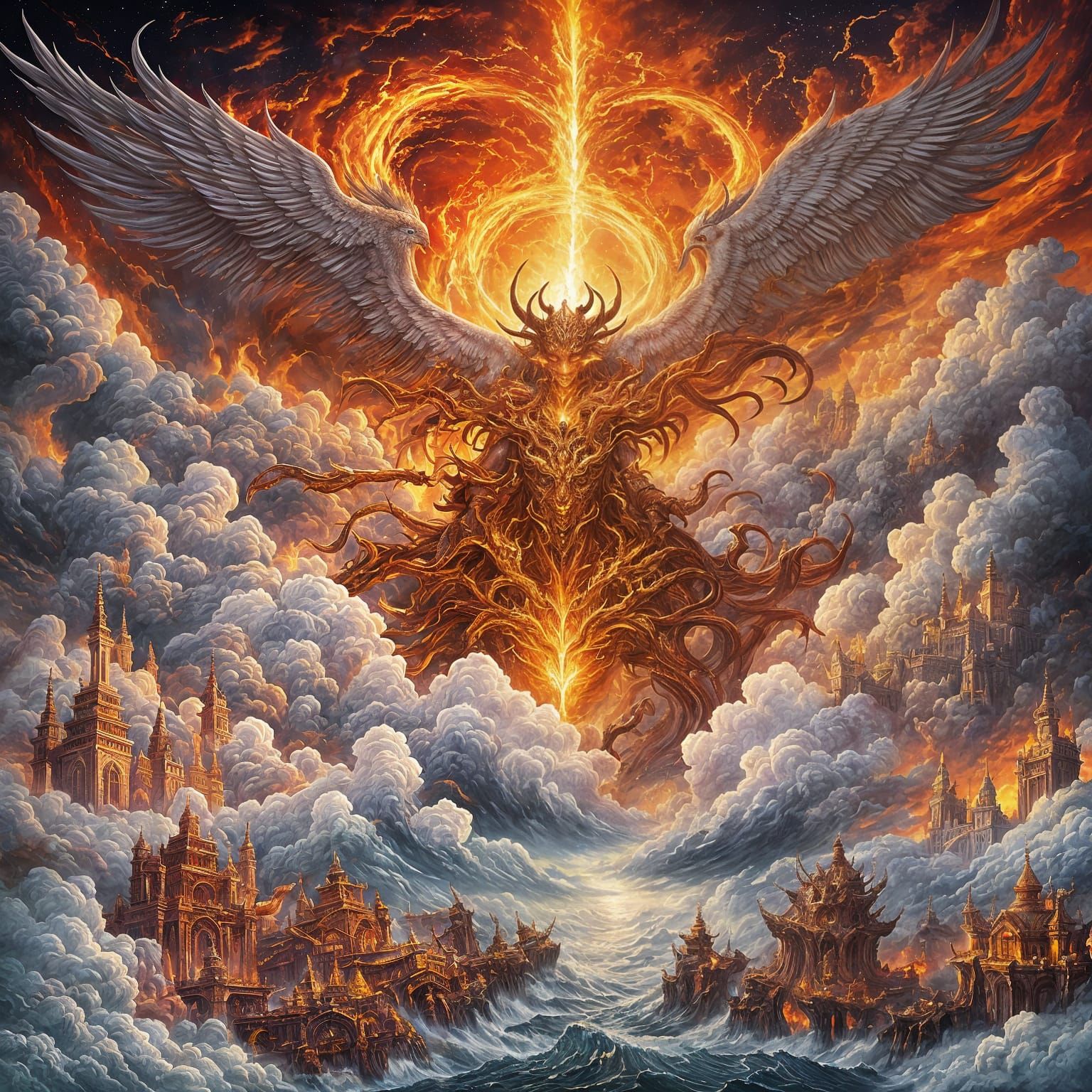 Heaven and Hell Split: Golden Clouds vs Crimson Skies