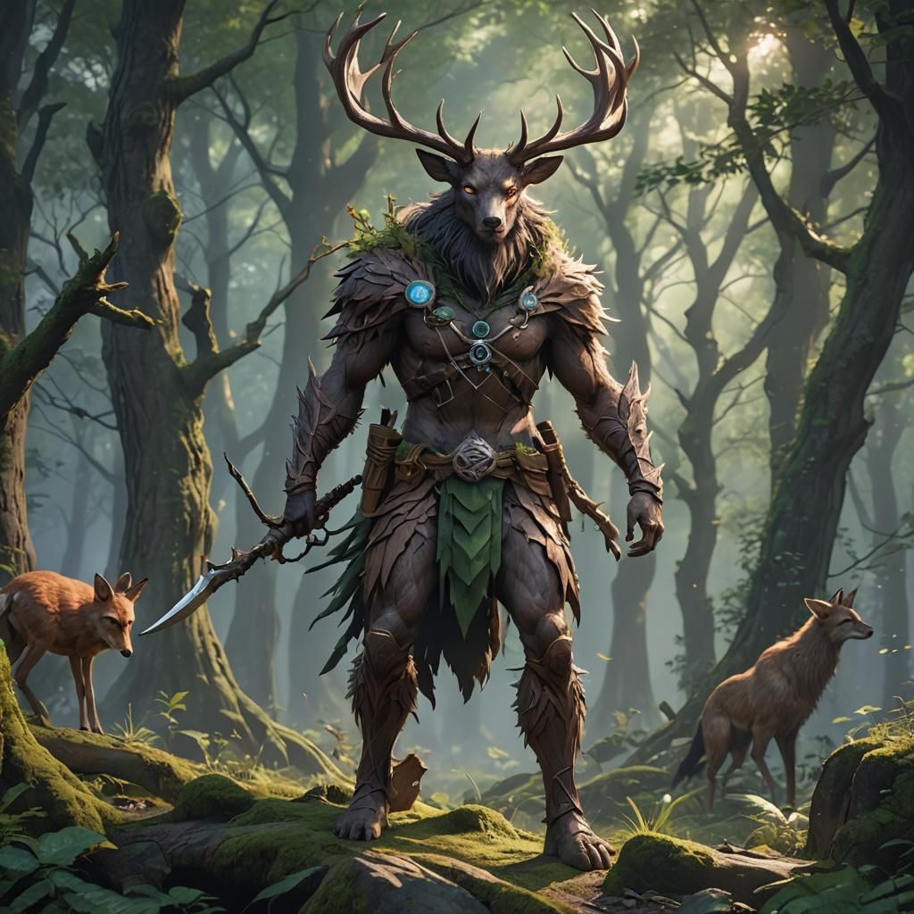 Herne the Hunter: Mystical Woodland Protector in 3D Anime Ar...