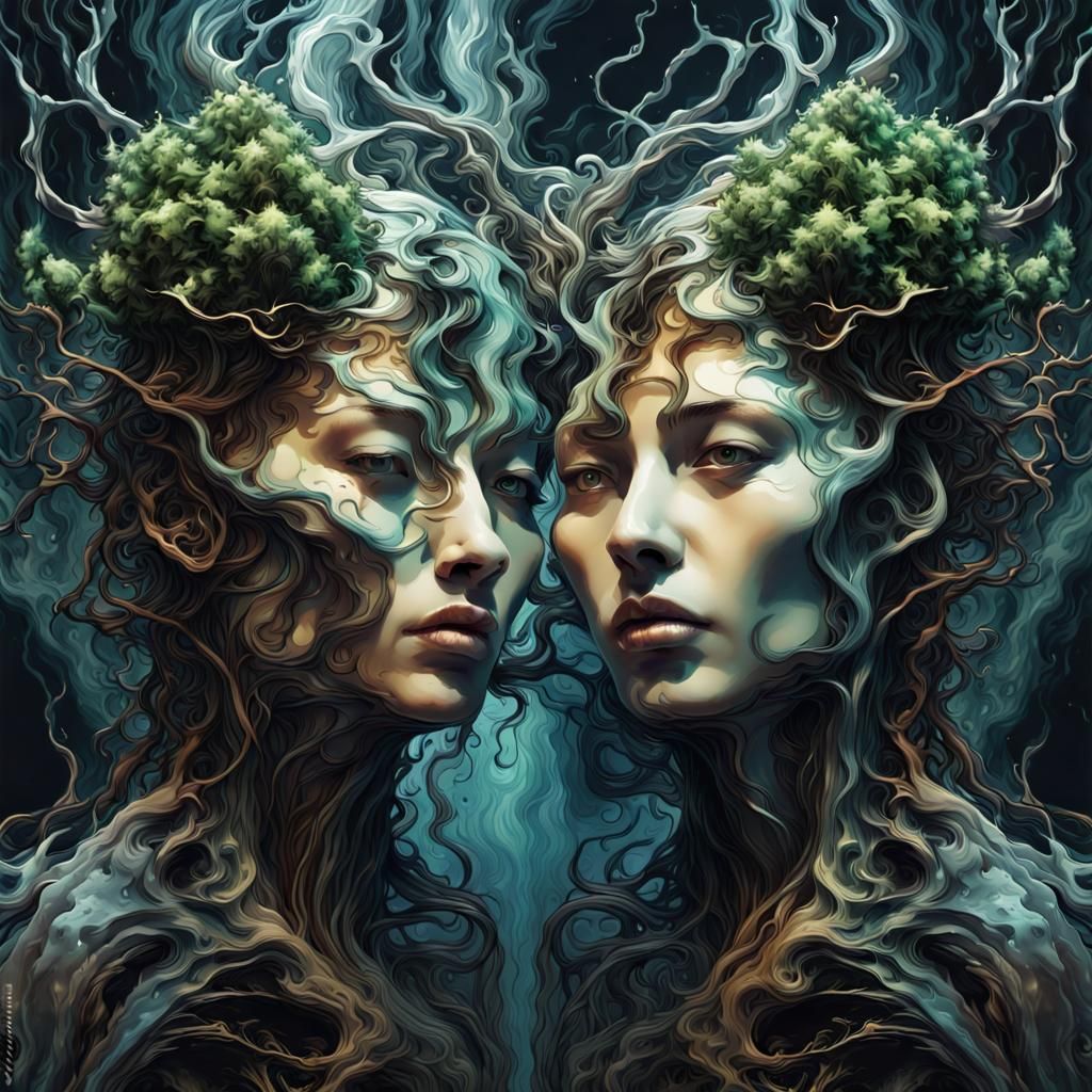 Abstract Evil Spirit in Vrubel-Inspired Style