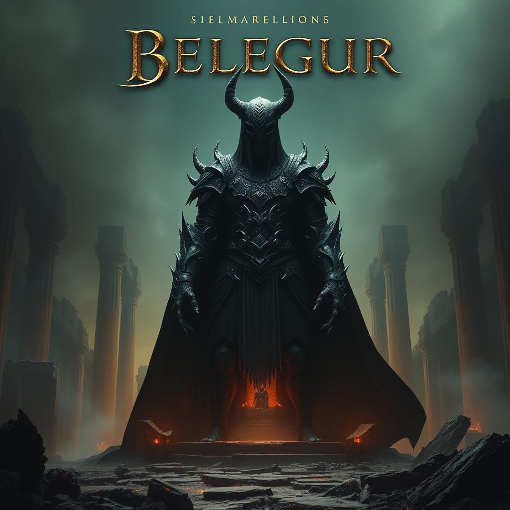 Ominous Album Cover: Dark Lord on Fiery Throne