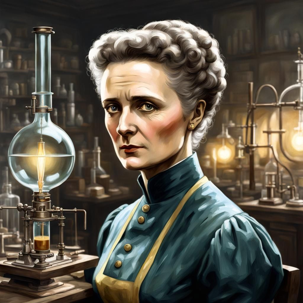 Marie Curie Fan Art in 19th Century Laboratory