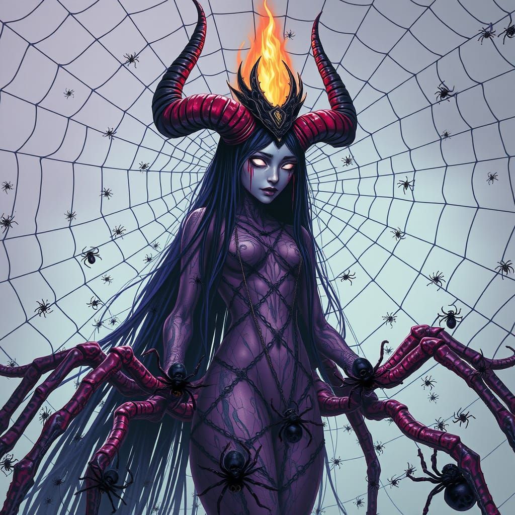 Spider Goddess in Gothic Digital Art Style