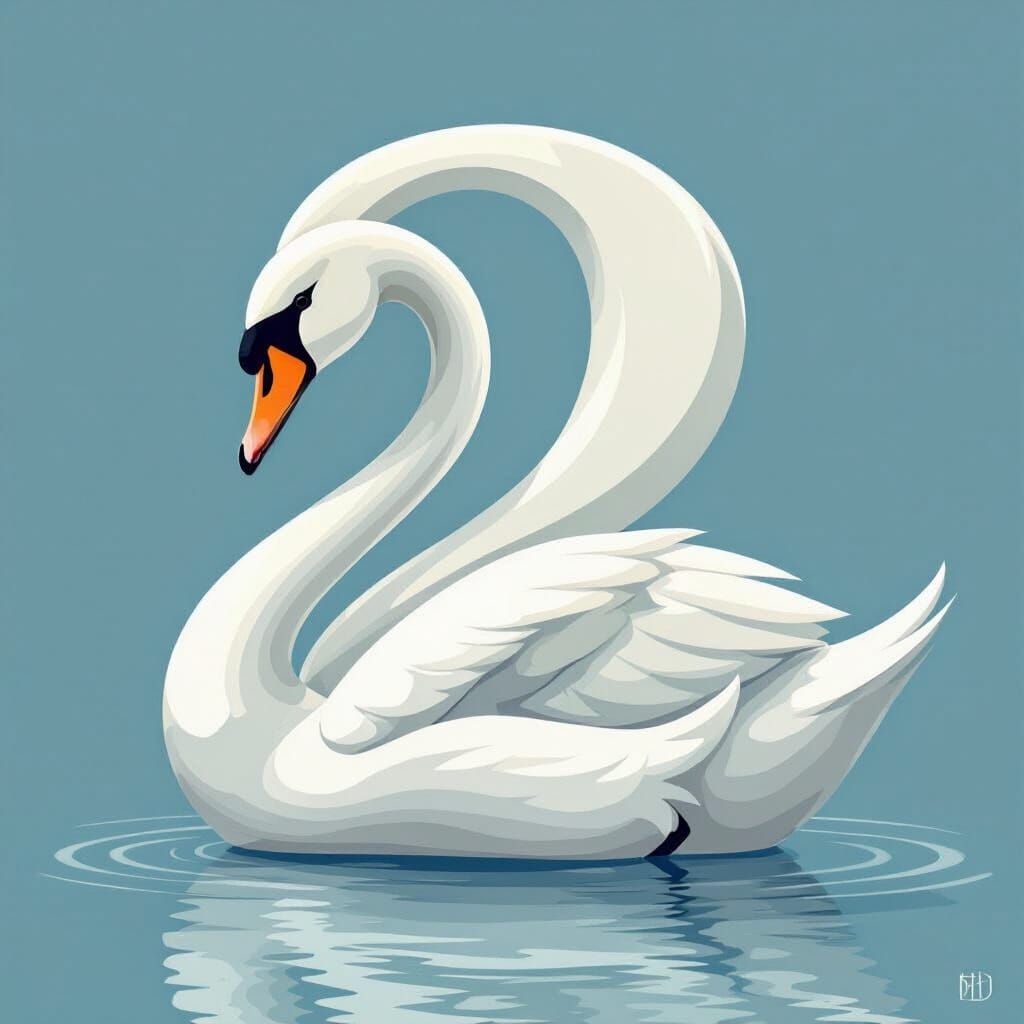 Number Two Becomes Graceful Swan in Vector Art