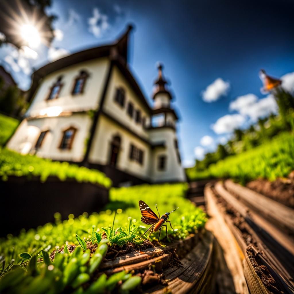 Detailed Bug's-Eye View of Miniature World