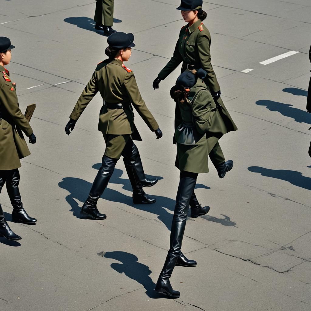 North Korean Female Soldiers in Parade Formation