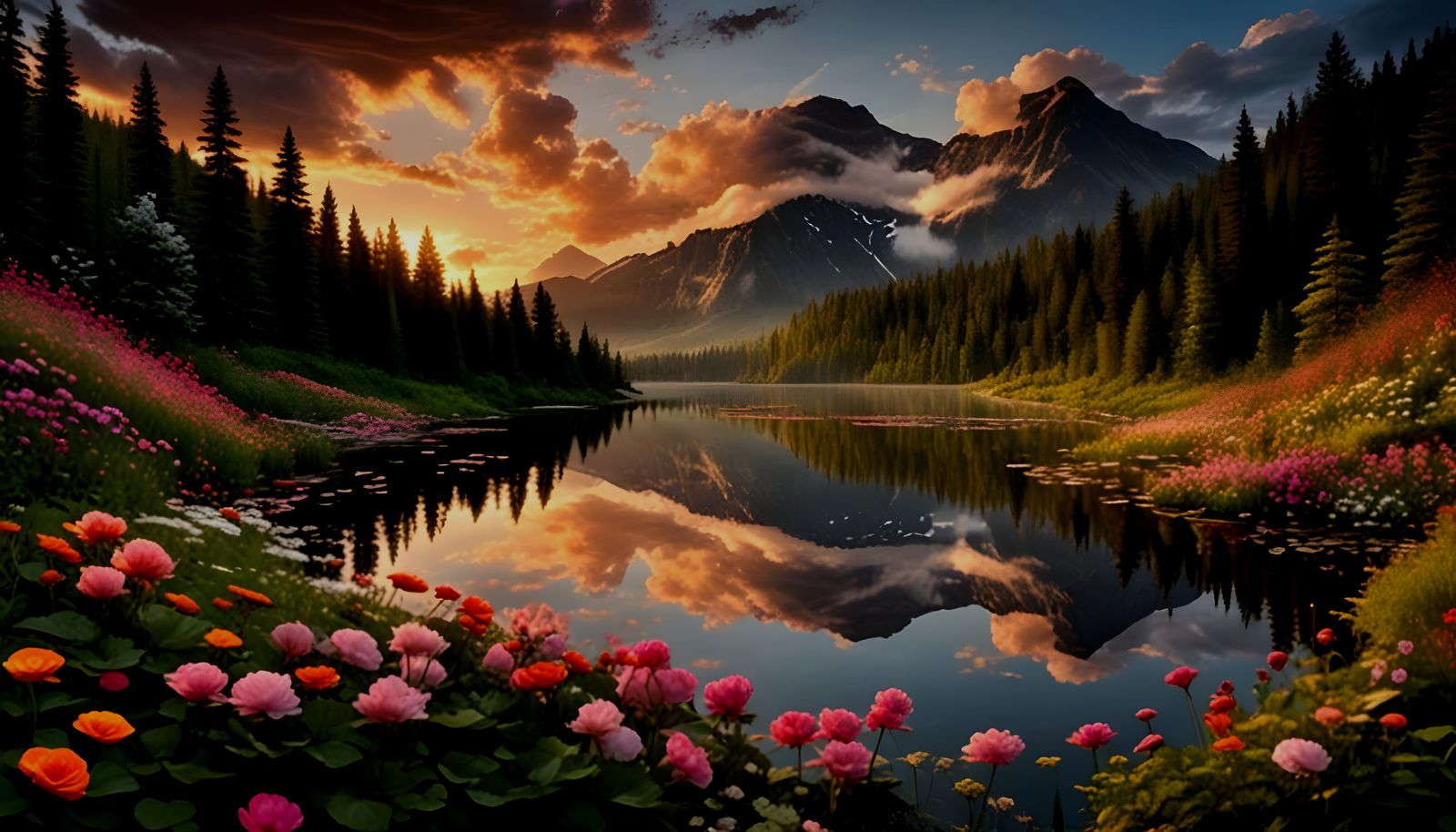 Morning Glow Falls on the Lake in Vibrant Colors