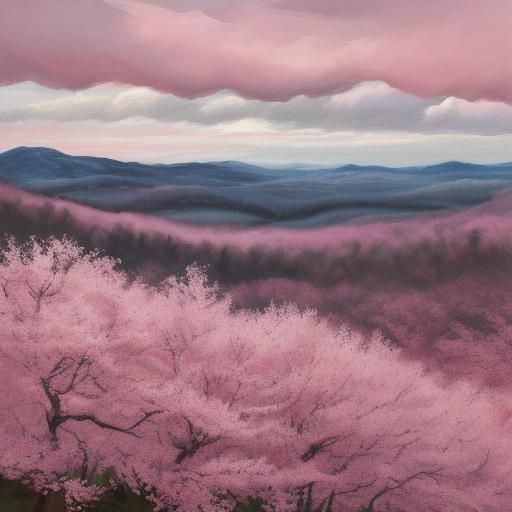 Cherry Blossoms on Battlefield as Expressionist Painting