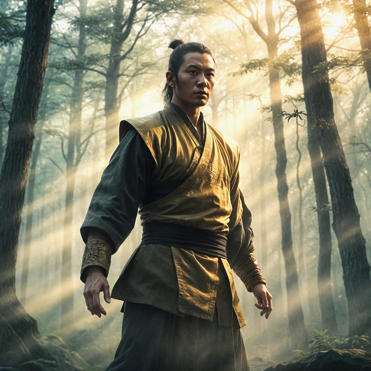 Dynamic Kung Fu Warrior in Action