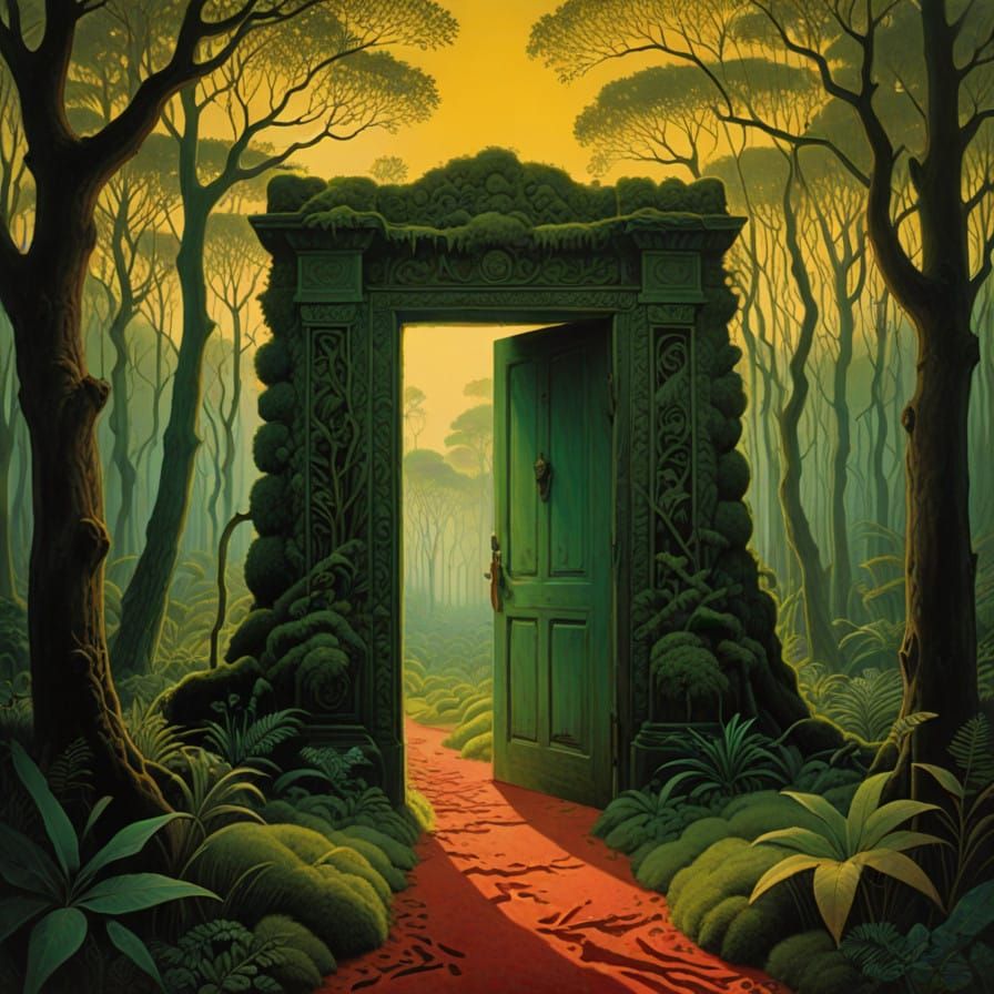 Surreal Forest Door Creaks Open to Reveal Arid Desert Landsc...