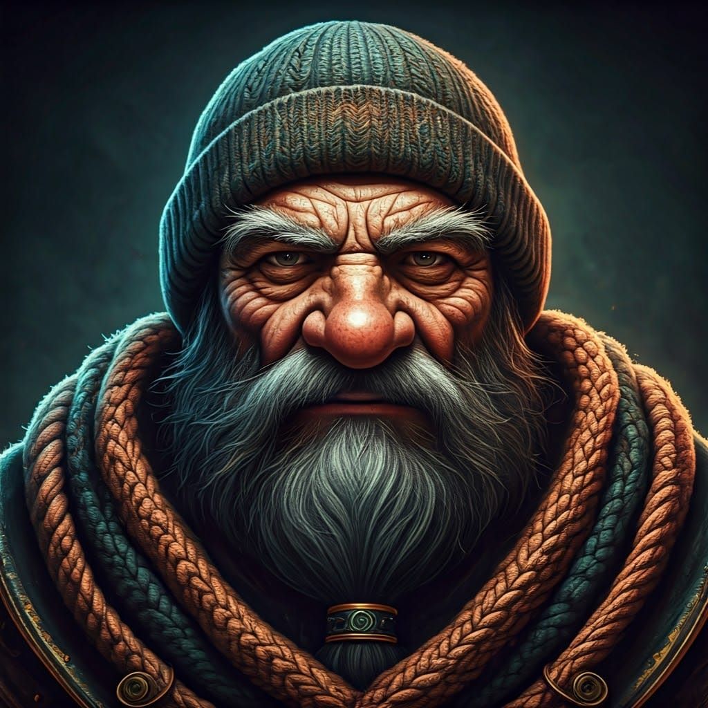 Stoic Dwarf Sorcerer in Antique Knit Beanie