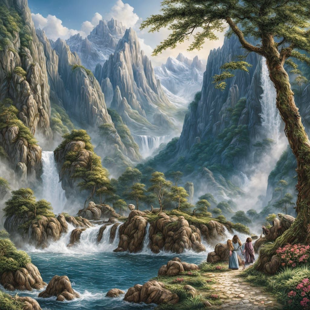 Serene Waterfalls in Majestic Mountain Landscape