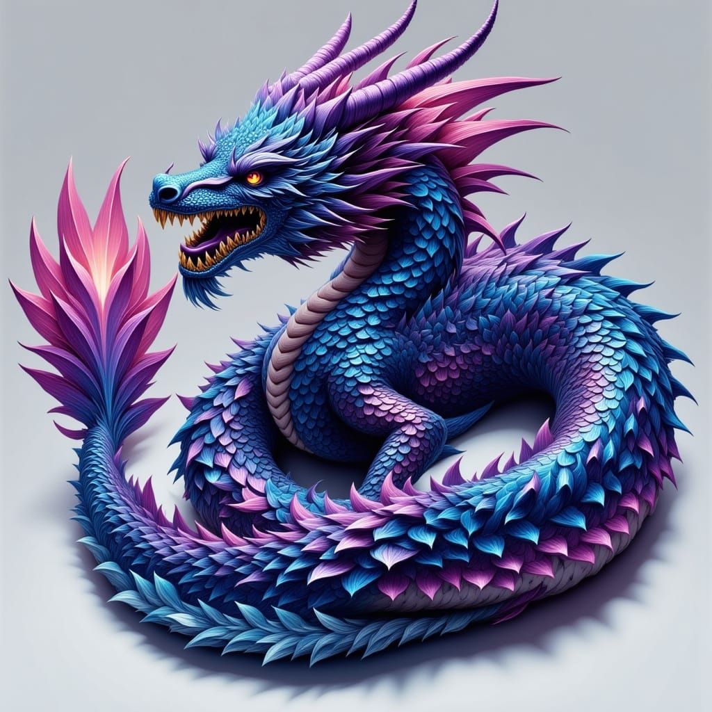 Iridescent Dragon with Spiky Scales