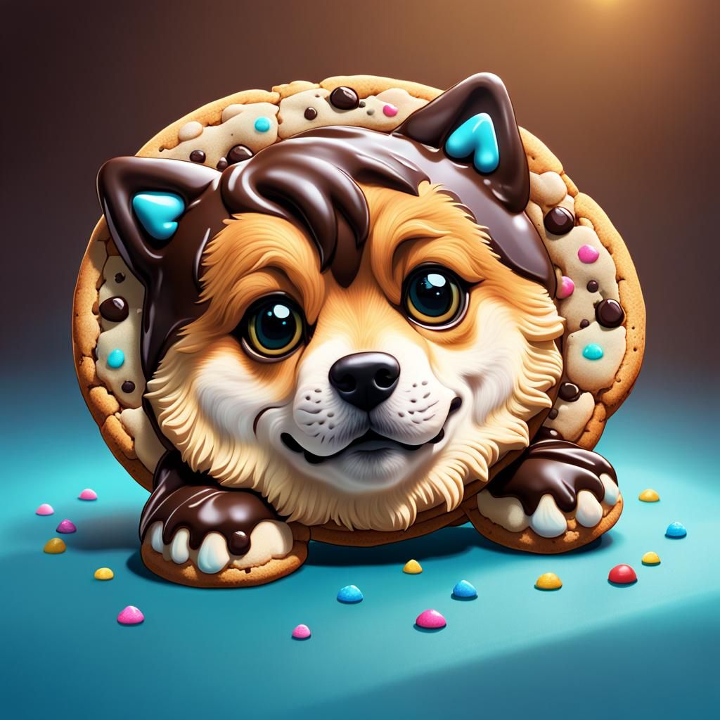 Doge Chocolate Chip Cookie in Candy Art Style