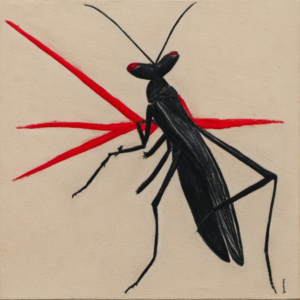 Praying Mantis in Charcoal Art Style