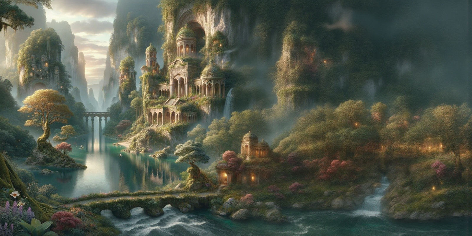 Breathtaking Rivendell Bedroom Mural Digital Painting