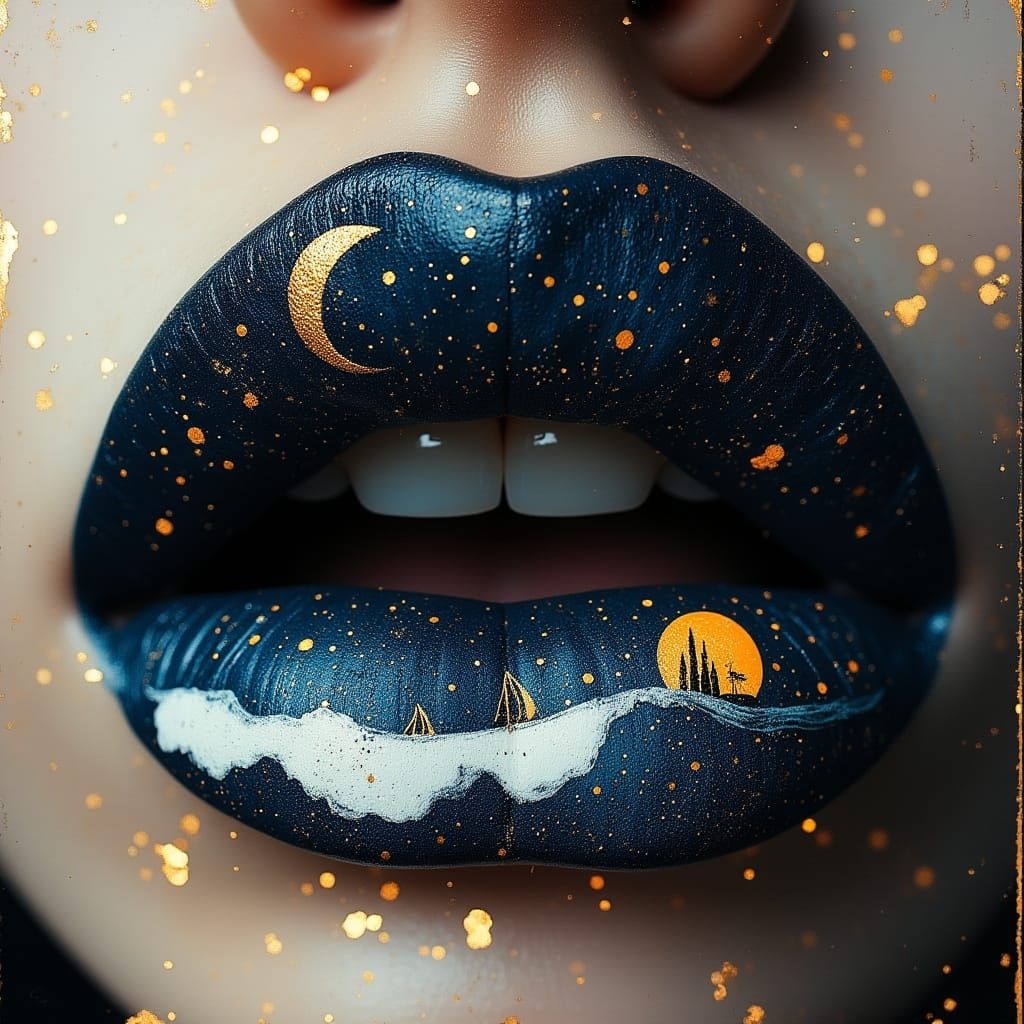 Stunning Celestial Night Lip Art