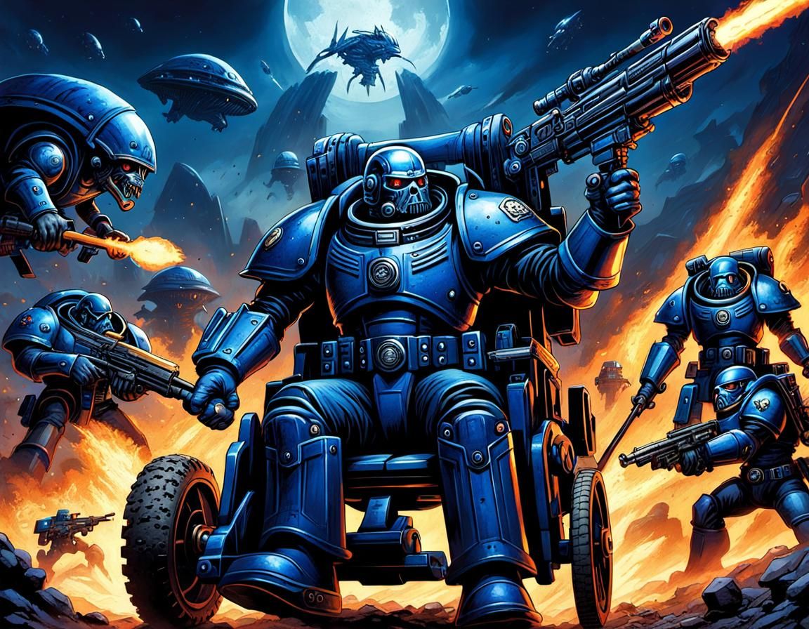 Ultramarine Warrior in Warhammer 40K Style