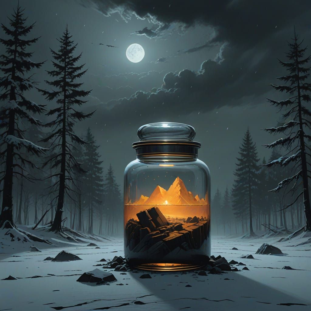 Sleek Gray Jar on a Winter Wonderland Night