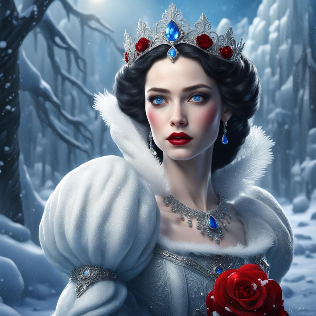 Snow White Frozen Portrait in Detailed Matte Style