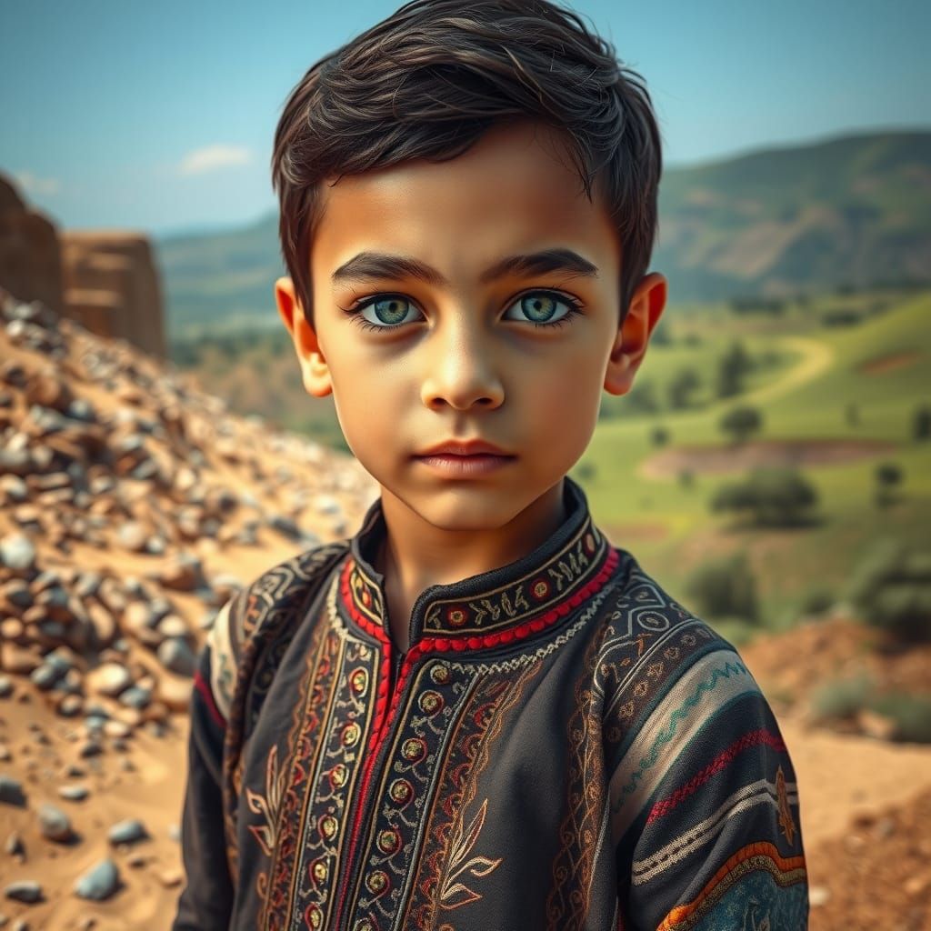 Hyper-Realistic Portrait of a Young Palestinian-Israeli Boy ...