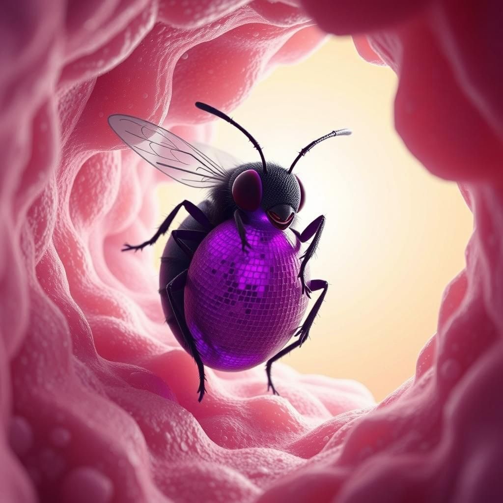 Happy Ear Fly in Ear Canal: 3D Digital Art