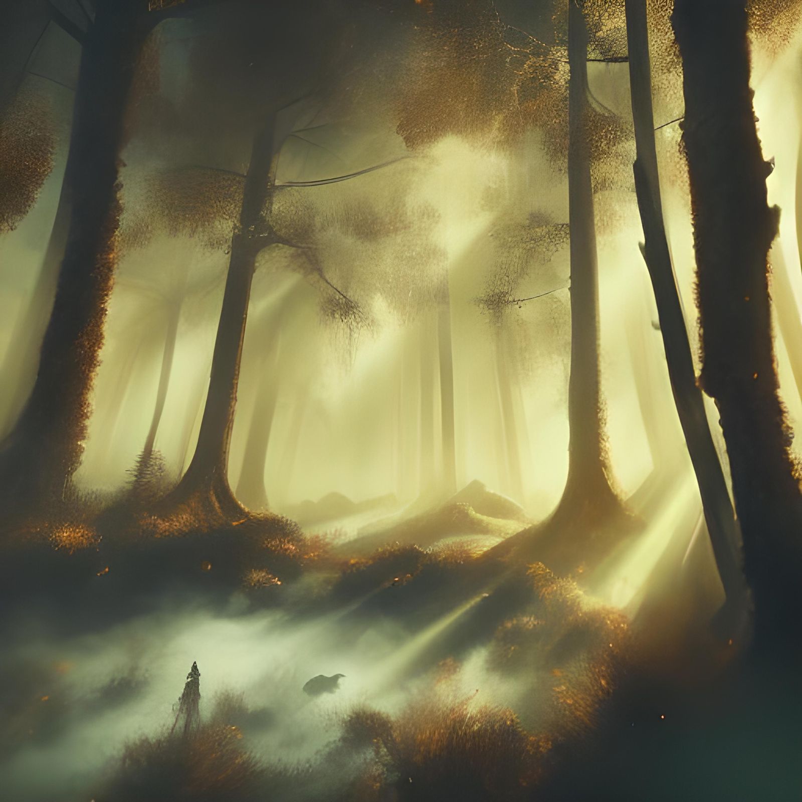 Starving Man in Snowy Forest: Cinematic Digital Art