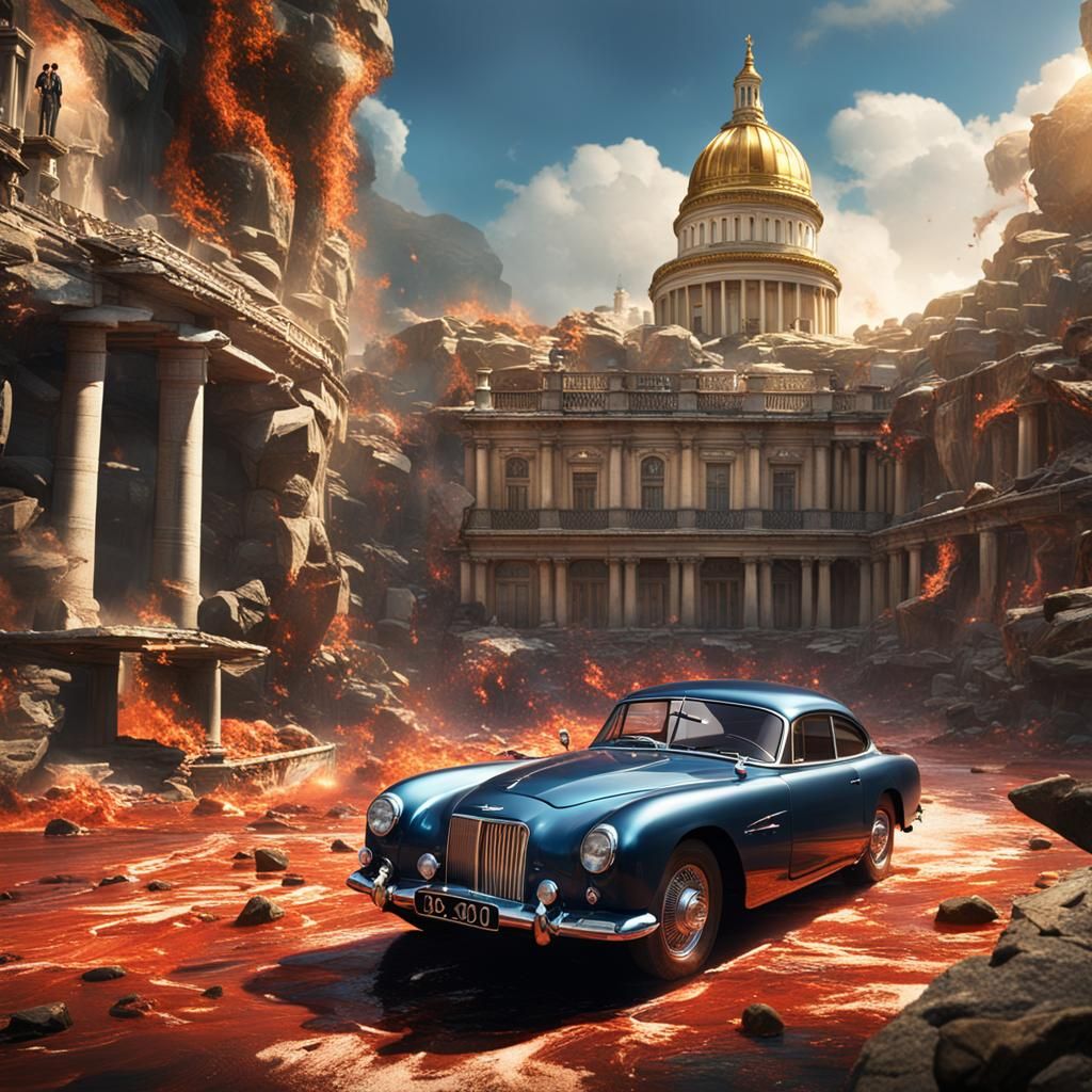 James Bond Action Scene: Detailed Matte Painting