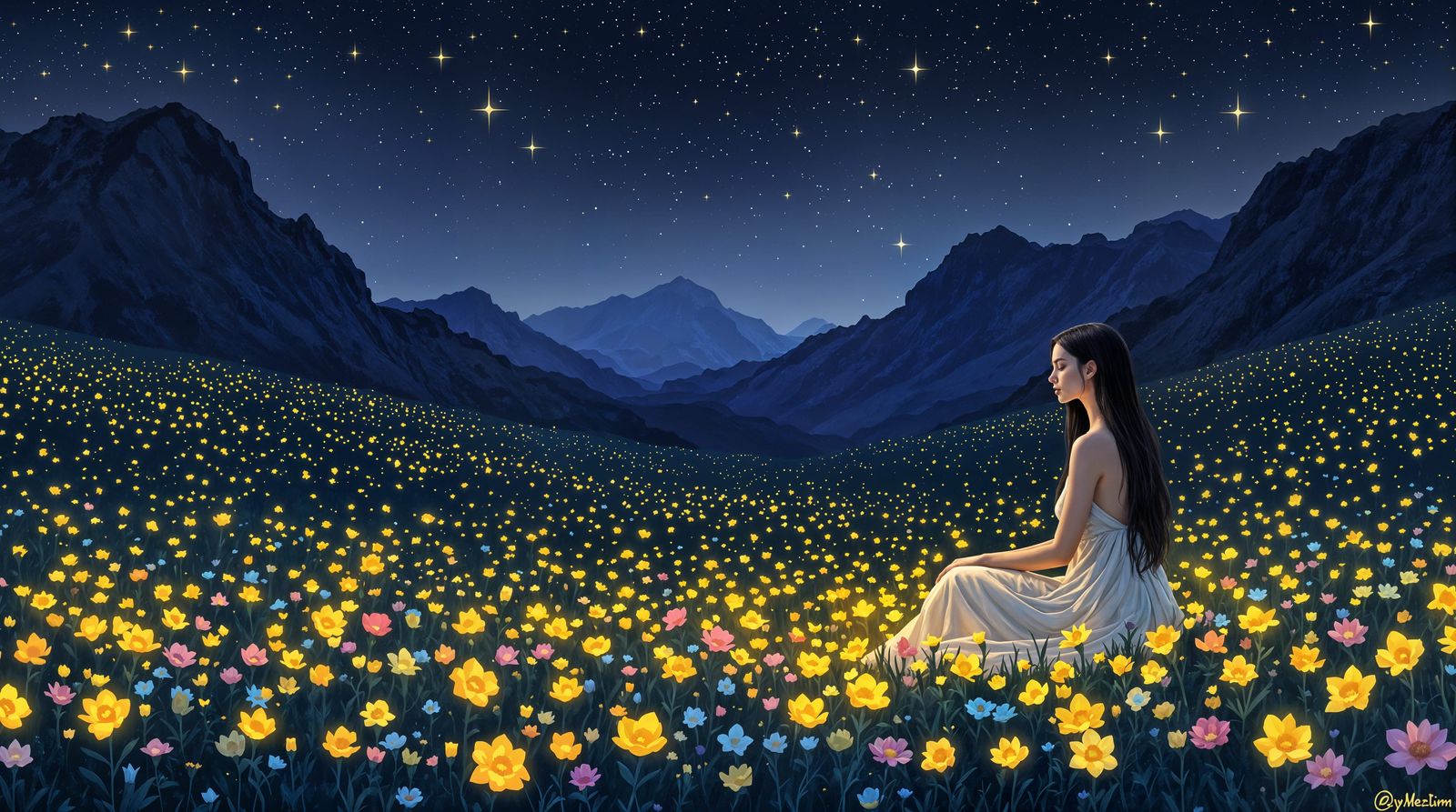 Starry Night Meadow Dreamscape
